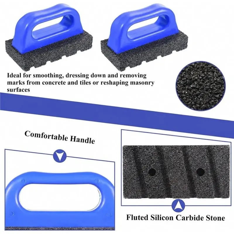 A93Z Rub Concrete 20 Grit Masonry Tools 2Pcs With Handle, Smoothing Cleaning Removing Marks Surface Tool Brick