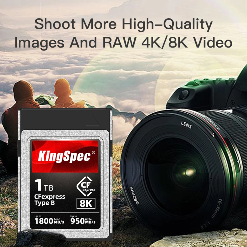 Karta KingSpec CFexpress typu B 128GB 256GB 512GB 1TB karta pamięci do 1500 MB/s RAW 4K/8K wideo PCIe Gen3x2 karty pamięci Flash