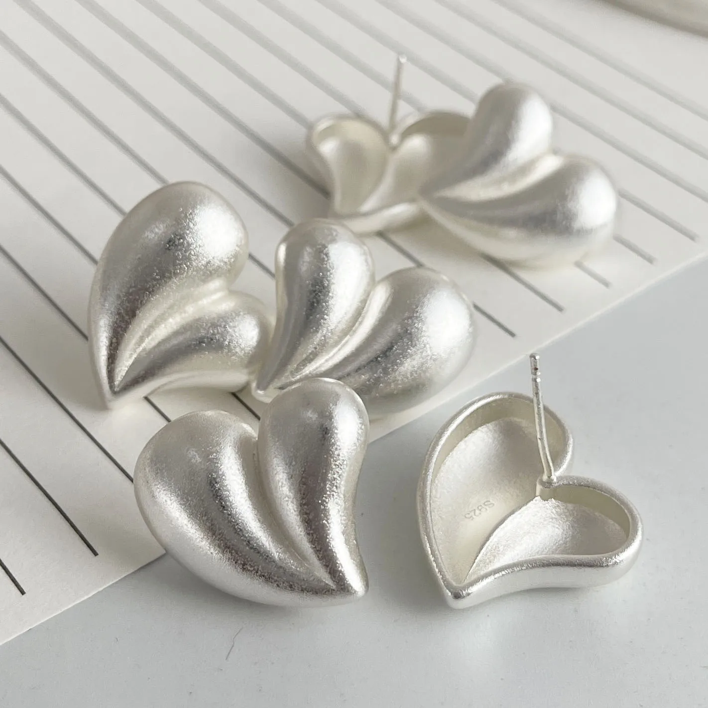 

925 Sterling Silver Earrings For Women Trendy Shinning Big Heart Earring Jewelry Prevent Allergy Party Accessories Gift