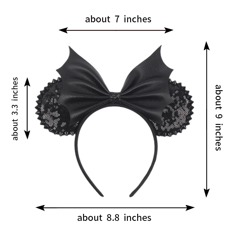 2024 Halloween Disney Mouse Ear Hairdband Sequins 5inches Big Bow Headband Party DIY Pumpkin Role Play Hair Accessories