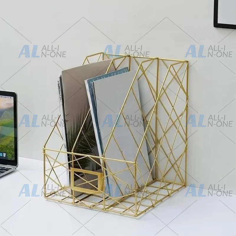 Wrought Iron Office Desk Bookcase Office File Holder Desktop Storage Document & Book Organizer