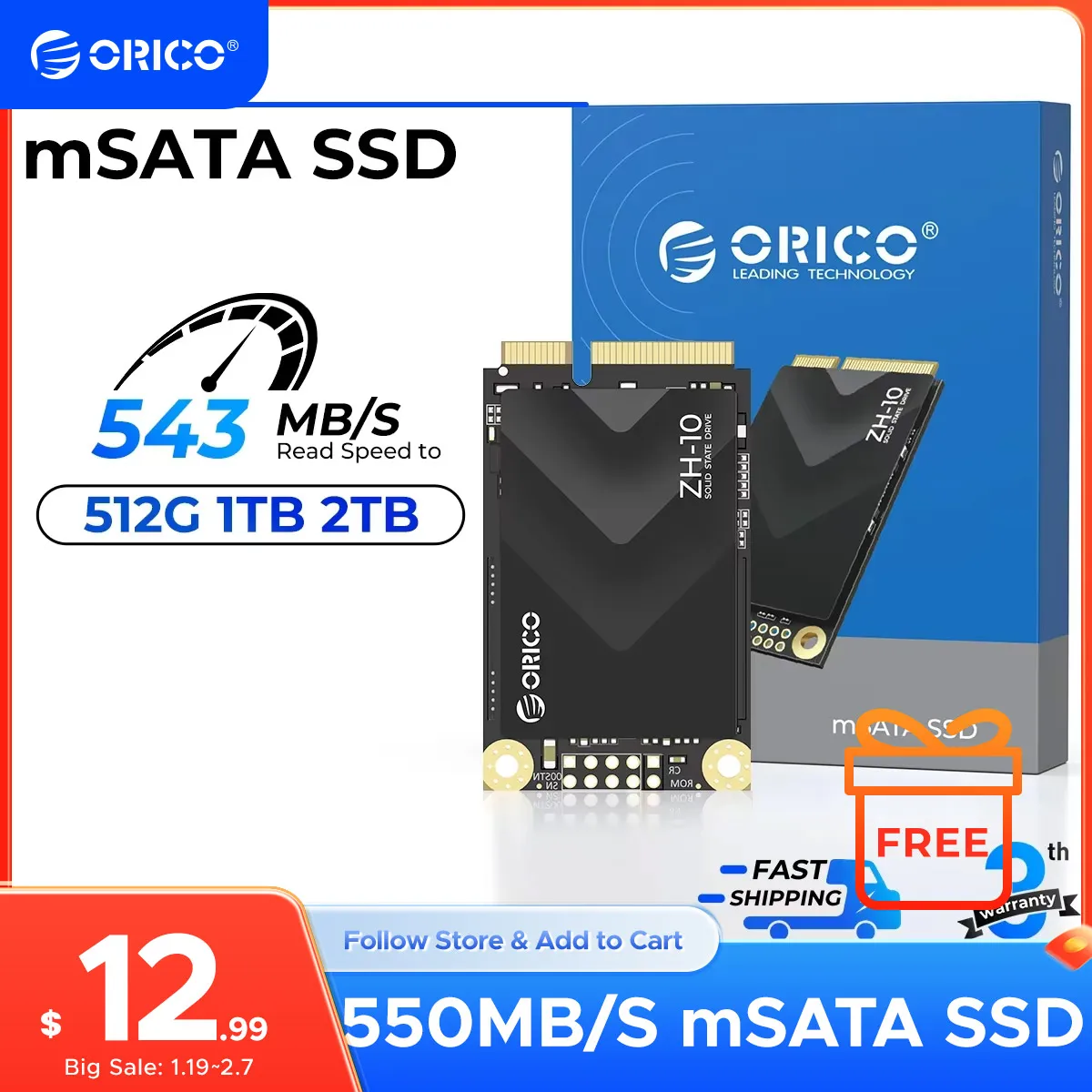 ORICO mSATA SSD SATA III 6Gbps 3D NAND Internal Solid State Drive 128GB 256GB 512GB 1TB 2TB for Laptops Ultrabooks Desktop-ZH10