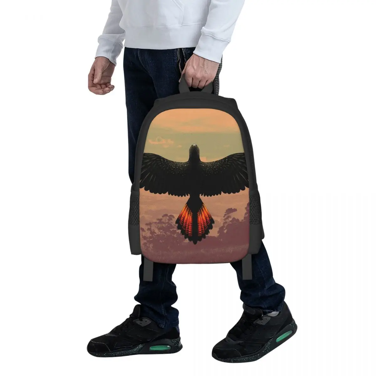 Red-Tailed Black Cockatoo - Australian Bird Student Backpack School Bag Hiking Travel Daypack for Fashion Bookbag Shoulder Bags