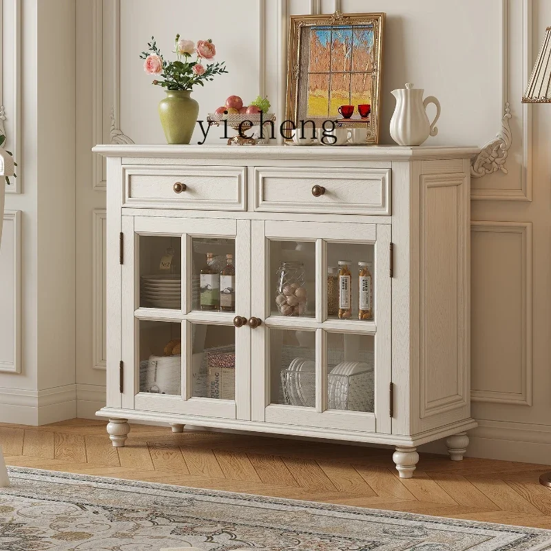 

Side Cabinet White All Solid Wood Home Restaurant French Cream Style Locker American Wall Locker