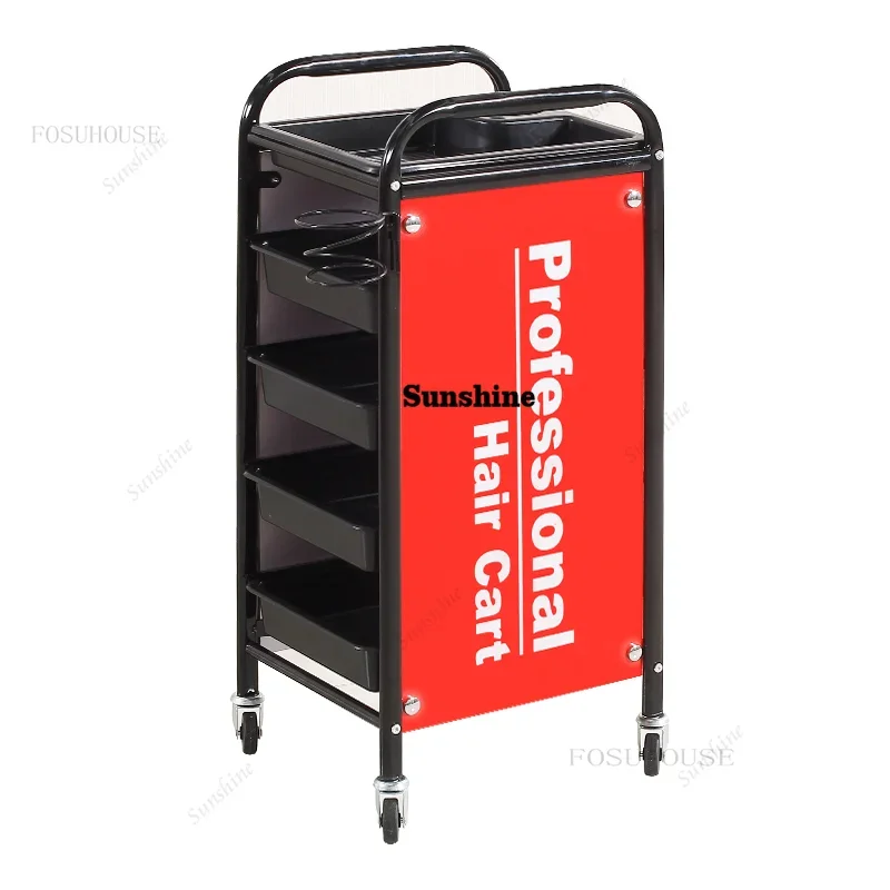 Retro Metal Tool Trolley Cart Beauty Salon Cosmetologist Trolleys Mobile Cart Multi-level Classification Barber Shop Cart hY