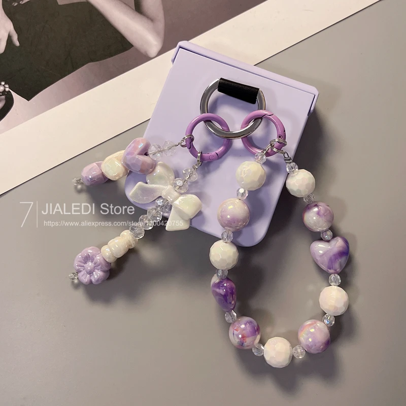 Cute Bracelet Bow Pink Hinger Phone case For Samsung Galaxy Z Flip 7 6 5 flip6 zflip6 7FE Cover