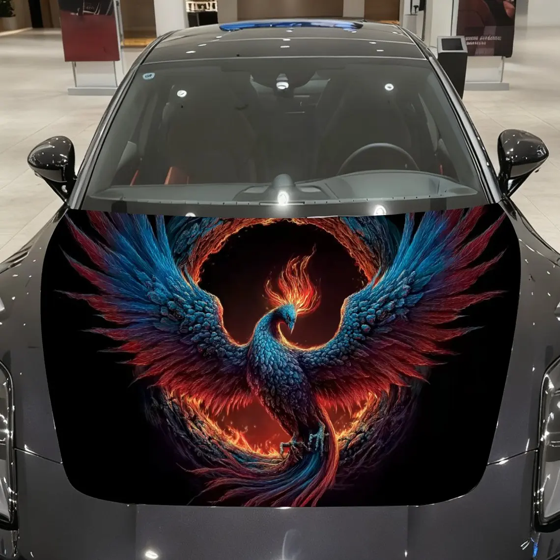 

Fire Phoenix Car hood packaging sticker, PVC material, self-adhesive waterproof, anti-slip paint, car exterior decoration access