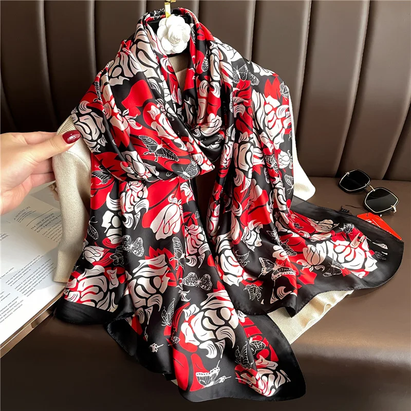 Nuove donne di lusso fiore sciarpa scialle da viaggio 180*90cm bandana femminile Foulard fascia per capelli fazzoletto da collo marmitta Hijab sciarpe Soft Wrap