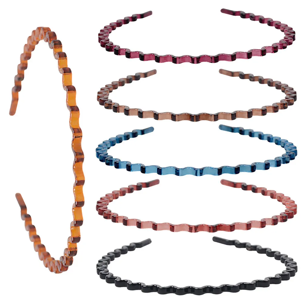 

6Pcs Wave Headband Resin Art Simple Bathing Makeup Hair Hoop Fashion Decorative Plastic Hair for Women Girls Women Headband