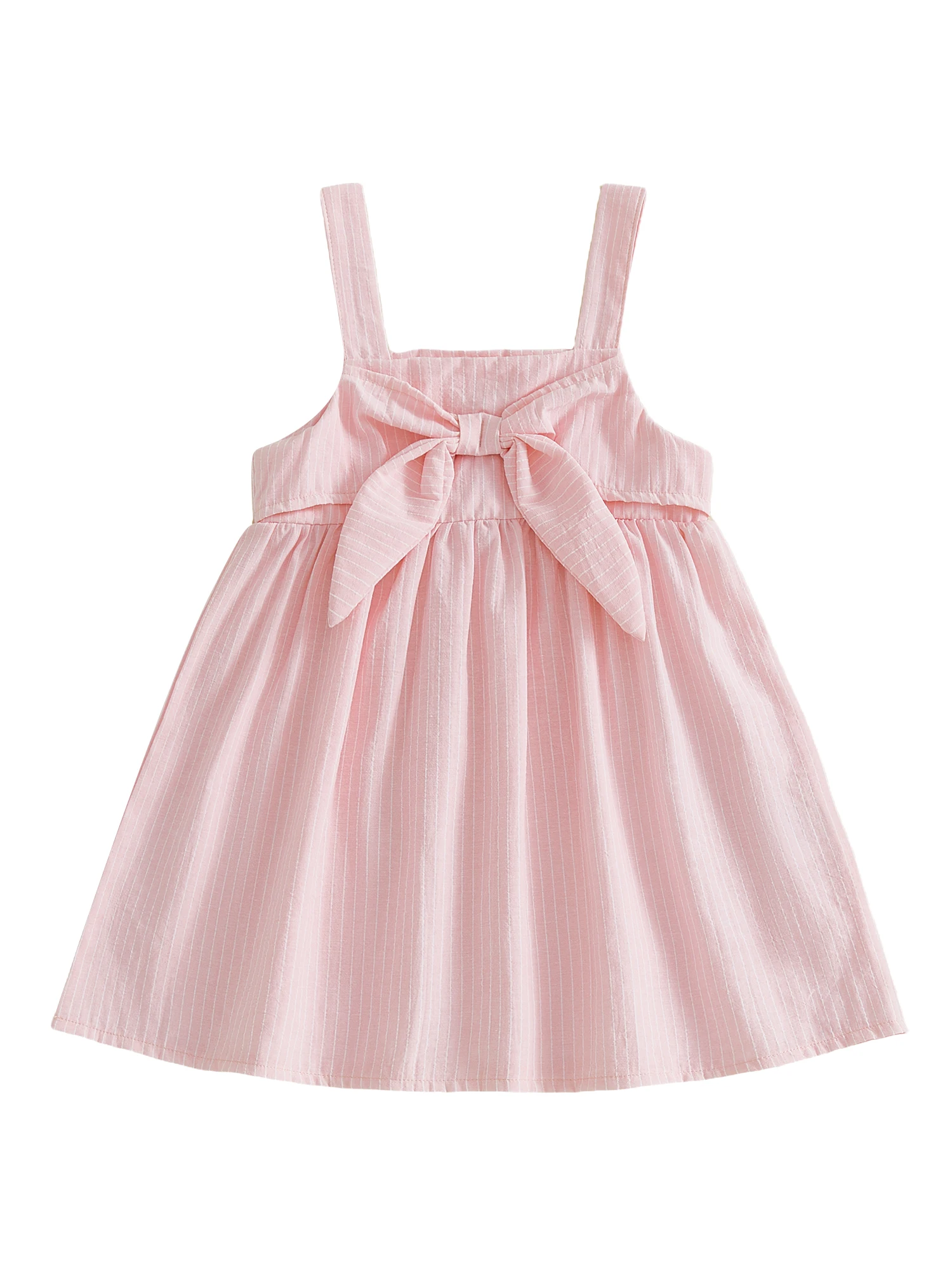 

Adorable Baby Girl Floral Print Sleeveless Square Neck Back Tie Bow A-line Princess Dress for Summer Parties and Events