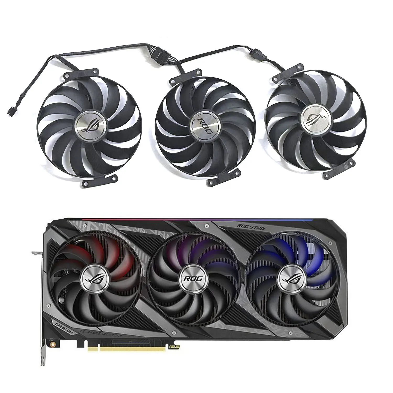 

Video Card Fan For ASUS ROG Strix GeForce RTX 3080 3070 3090 3060Ti 3070Ti 3080Ti RX 6700 6800 Graphics Card Replacement Fan