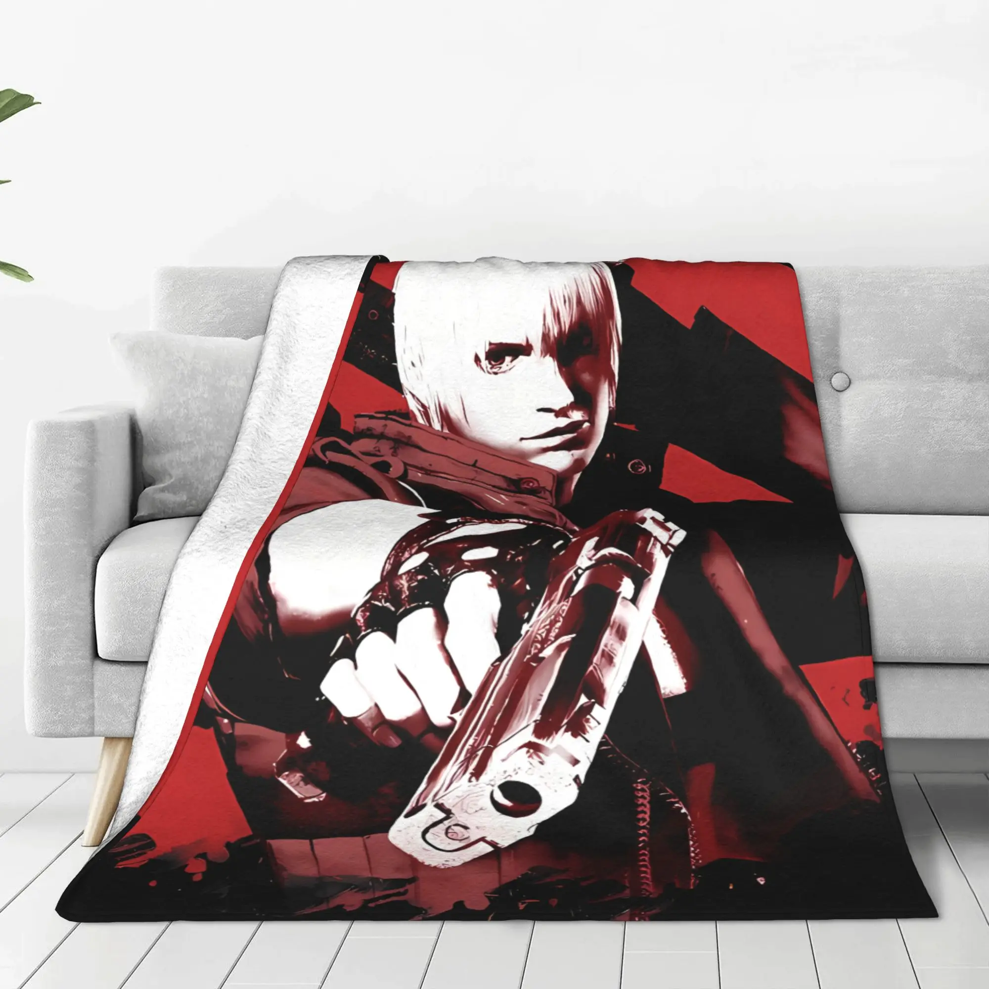 1PC Home Cutecore Dante D-Devil May Cry Blanket Super Cosy Plush Home Living Room Sofa Halloween