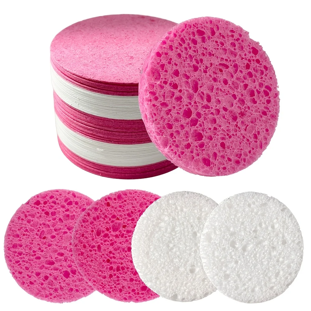20Pcs Compressed Cellulose Facial Sponges, Spa Cleansing Sponges for Makeup Remover Exfoliating Travel Home Use