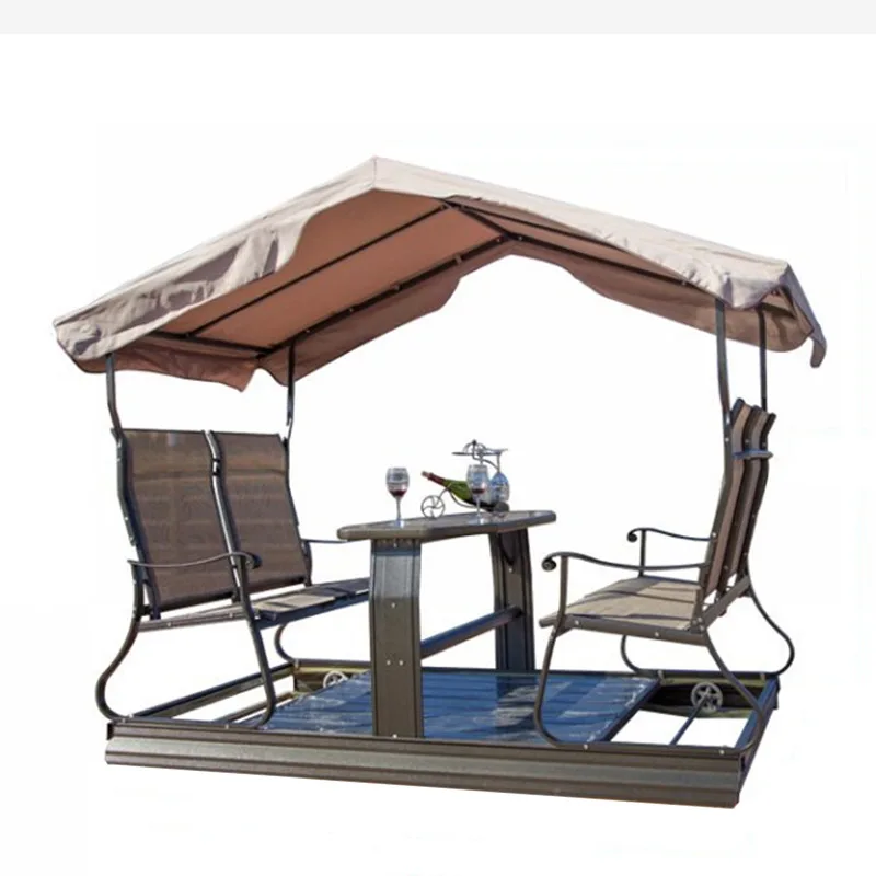 

Outdoor four-person power rocking chair Outdoor courtyard Garden rocking chair Balcony Double adult Lazy wrought iron swing