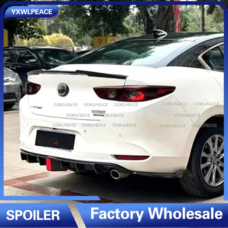 Стиль M4 для Mazda 3 Axela Sedan 2020 2021-2023 ABS Carbon Fiber Look/Gloss Black, задняя крышка багажника, спойлер, комплект кузова, аксессуары