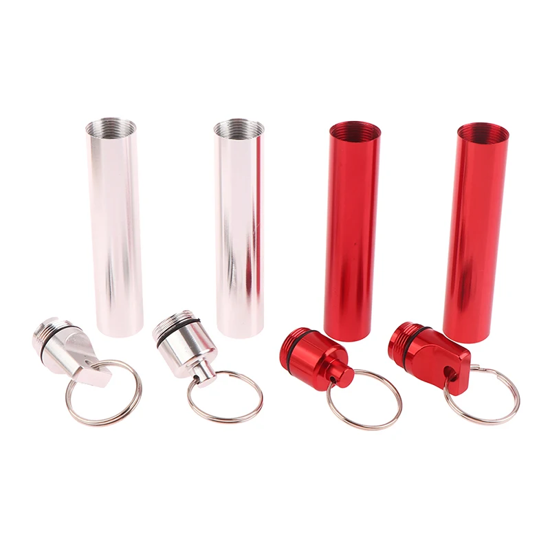 1PC Metal Mini Liga À Prova D' Água Pill Box Pill Bottle Cache Drug Holder Container Keychain Medicine Box Cuidados de saúde