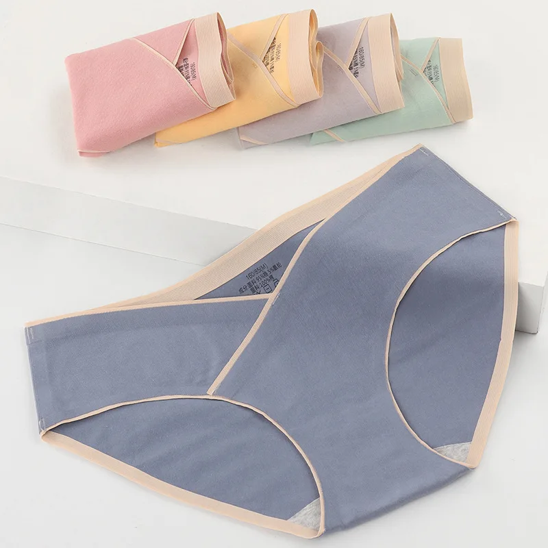 5 шт., тонкое бесшовное нижнее белье из чистого хлопка для беременных с низкой талией, мягкие и удобные дышащие треугольные брюки большого размера