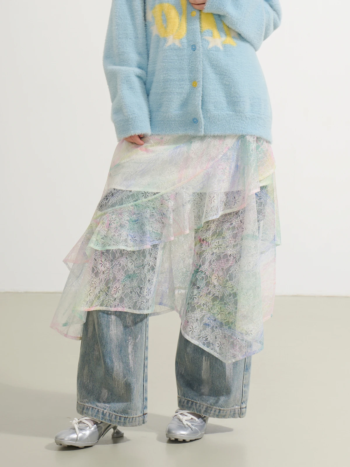 

Повседневная женская юбка SOFITTE с принтом и кружевом, асимметричная, комфортная, из полиэстера, для повседневной носки