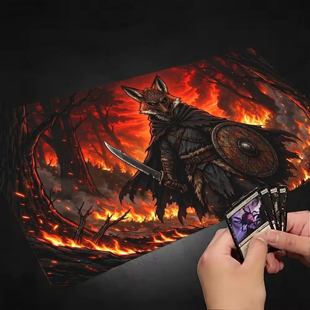 Dark Flame Robed Reaper Table Mat Non Slip Rubber Base Precision Tracking For Home Office Desk Decor