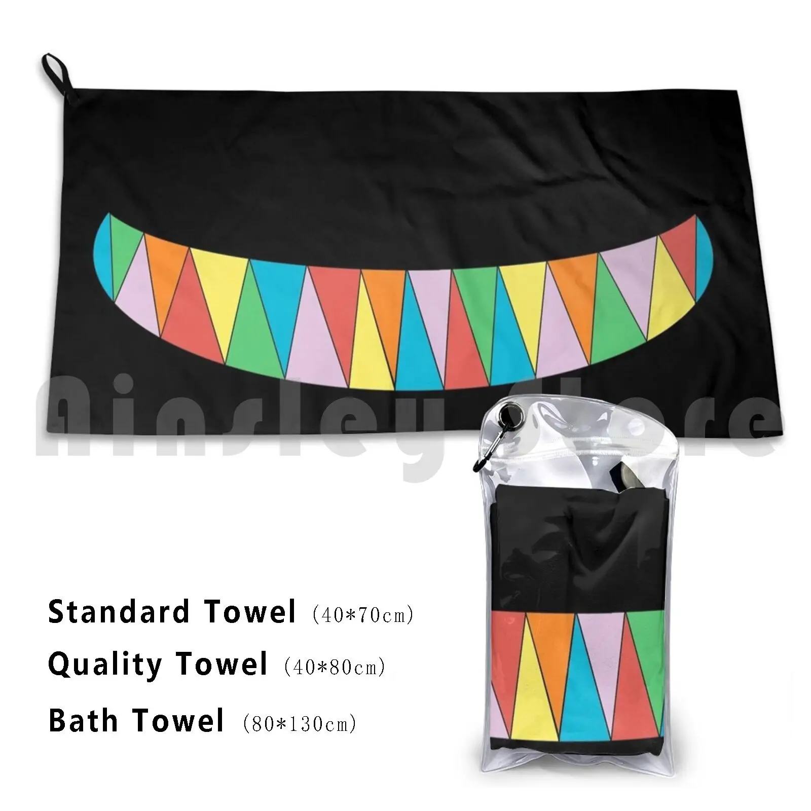 Полотенце Чеширские конфеты Улыбка 3262 Конфеты Цвет радуги Кошка Алиса Чудо Земля Зубы Острые клыки