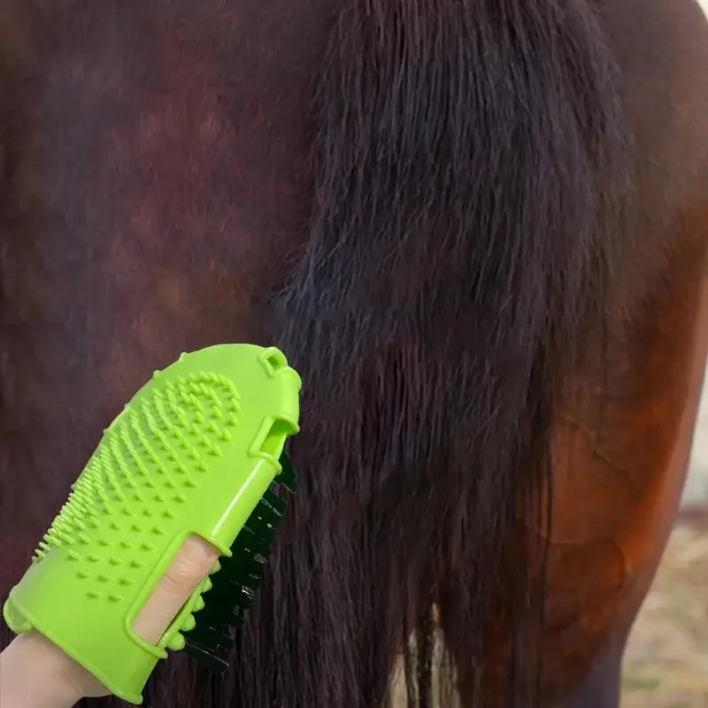 แปรงม้าสําหรับ Scraper Care สองด้านสัตว์ Grooming Mitt มือถือถุงมือแปรง Professional Horse ชุดว่ายน้ําเครื่องมือ