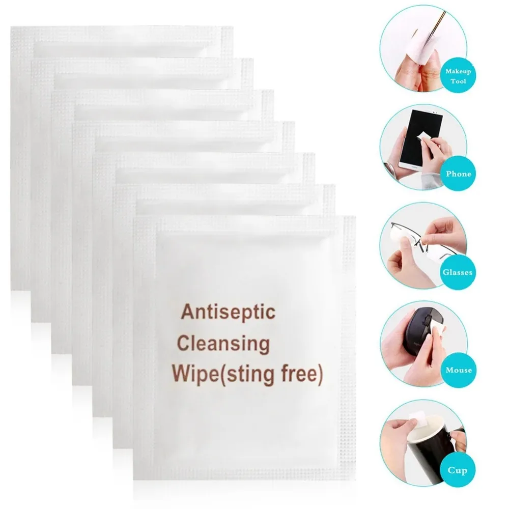100Pcs Antiseptic Wipes Sting-Free Disposable First-Aid Non-Alcoholic Protective Cleaning Emergency Kit Travel Home Sterile