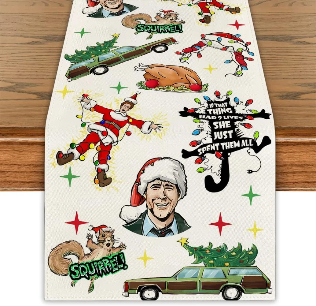 Weihnachtsferien-Tischläufer, Neujahr, Weihnachtsdekoration, Urlaubsdekoration für Zuhause, Party