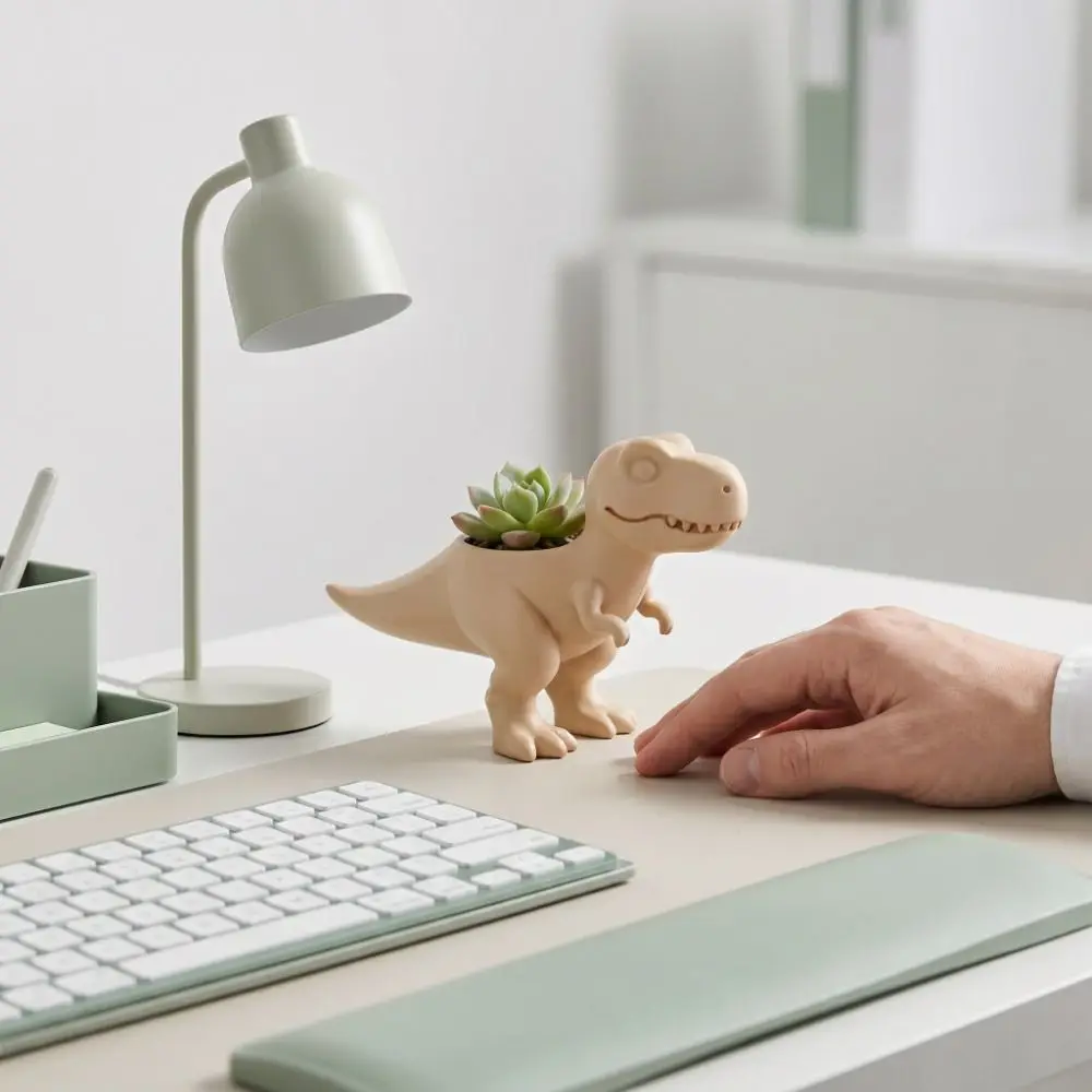Creative 3D Printed Dinosaur Flowerpot Funny Desktop Decor Plant Planter Ornaments T-Rex Plant Pot Table