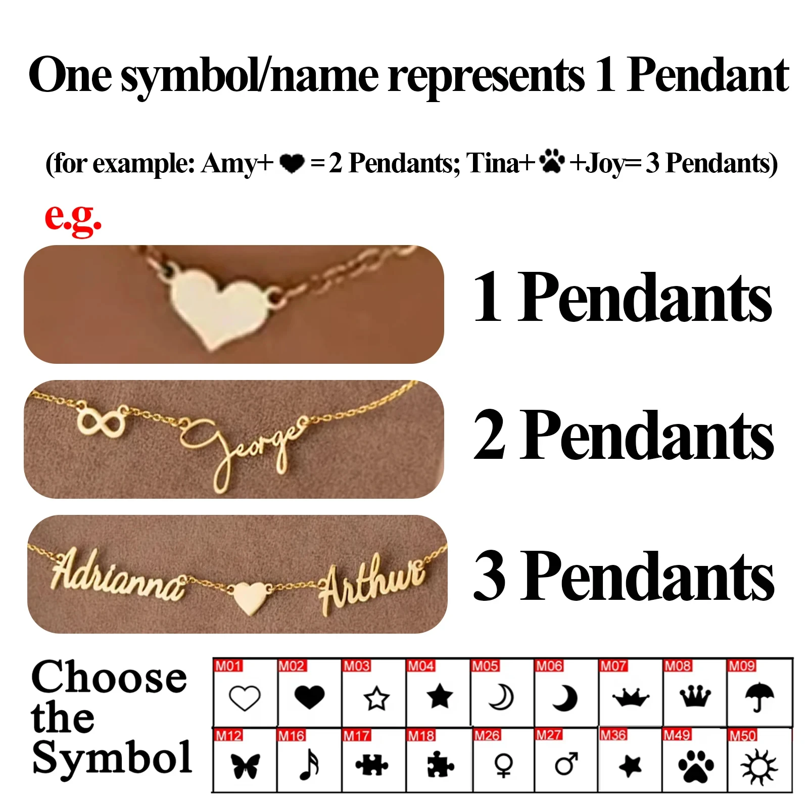 カスタマイズされたネームネックレス カスタム複数名入りペンダ - Name Necklace Custom のレビューと価格