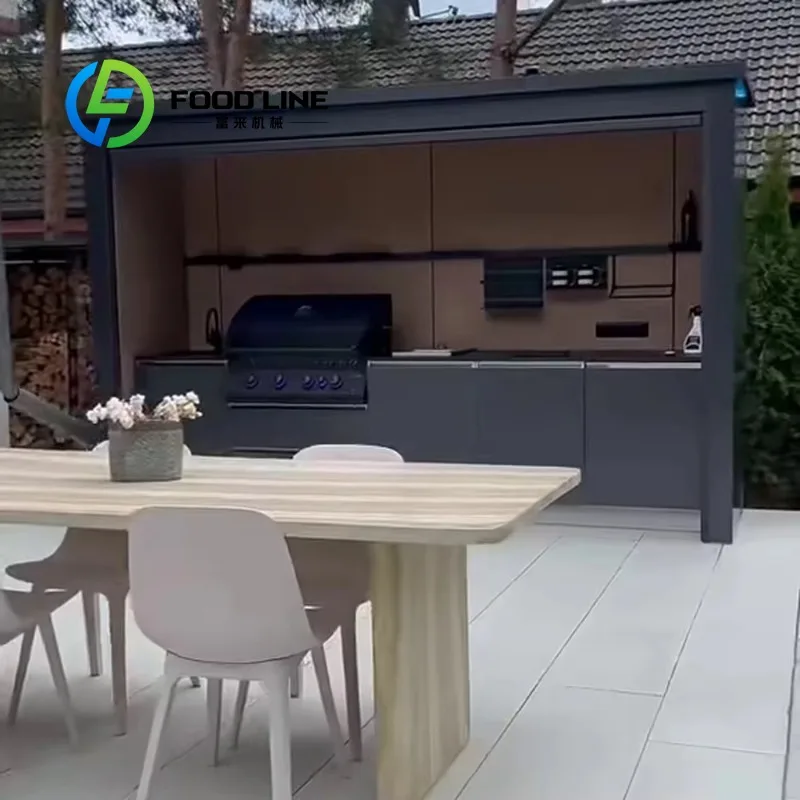 New Arrivals Custom Waterproof Stainless Steel Outdoor Kitchen BBQ Grill With Storage Shed For Garden Backyard Patio Party Cook