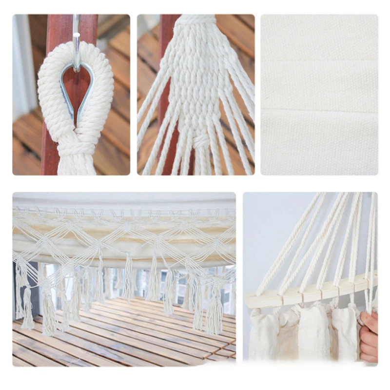 Hamaca nórdica plegable para exteriores, cama colgante con borla elegante para interiores, Patio, jardín, adultos