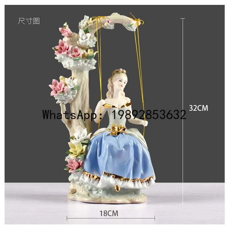 PYJ European ceramic handicrafts decoration court swing western women's living room TV cabinet ornament