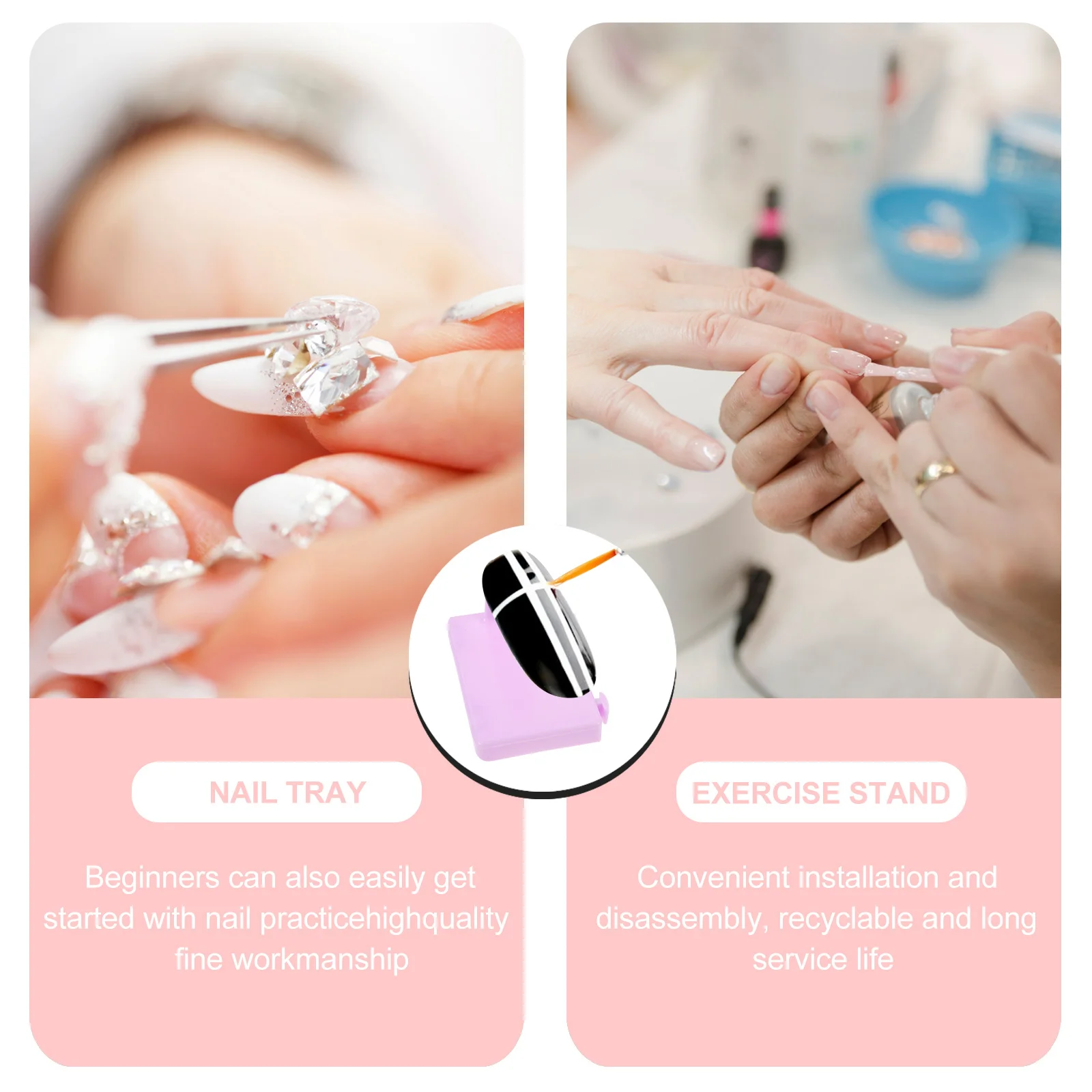 

4Pcs Nail Support Base Curved Tip Holder for Accurate Nail Art Painting Practice Manicure Racks Manicure Racks