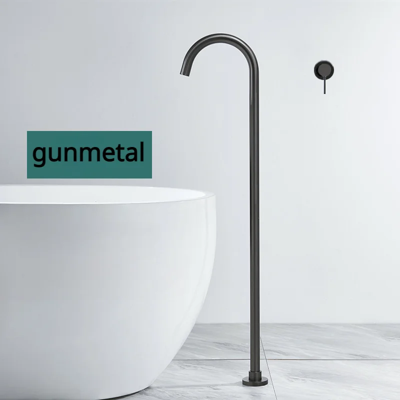 Imagem -02 - Torneira Misturadora de Água para Banheira do Banheiro Coluna da Torneira Torneira da Bacia do Assoalho Ouro Escovado Preto Gunmetal Ouro Rosa Torneira de Latão Cromado