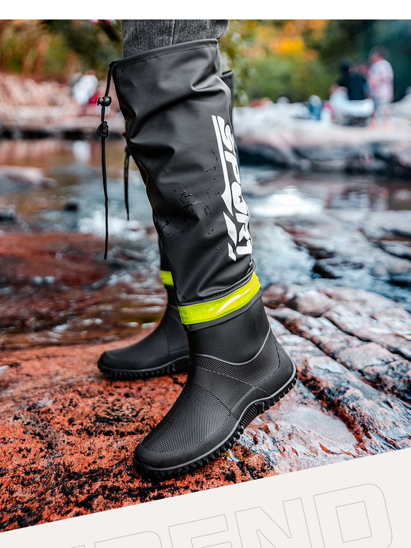 Ultra-Light Long Tube Over-Knee Rain Boots Men's Hiking Delivery Rider Rice Planting Waterproof Non-Slip Water Shoes Rainproo...