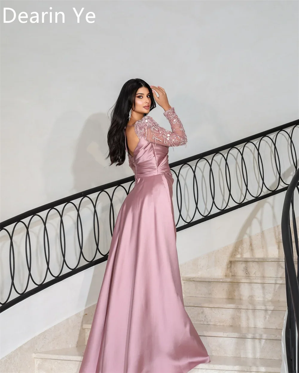 Disesuaikan gaun Formal Dearin Off-the-shoulder kolom lantai rok panjang Tulle Bespoke gaun acara Prom Saudi Arabia Eveni