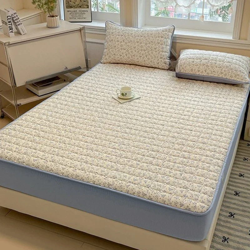 A-class 1pc A-class Printed Quilted Waterproof Fitted Sheet, Machine Washable Mattress Protector Single Double Bed Cover 방수 삿갓