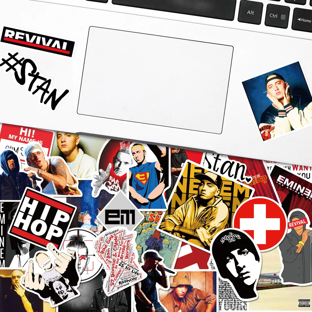 10/50Pcs Hip Hop Rapper Eminem Stickers for Laptop Notebook Skateboard Motorcycle Car Graffiti Waterproof Sticker Decals Pack