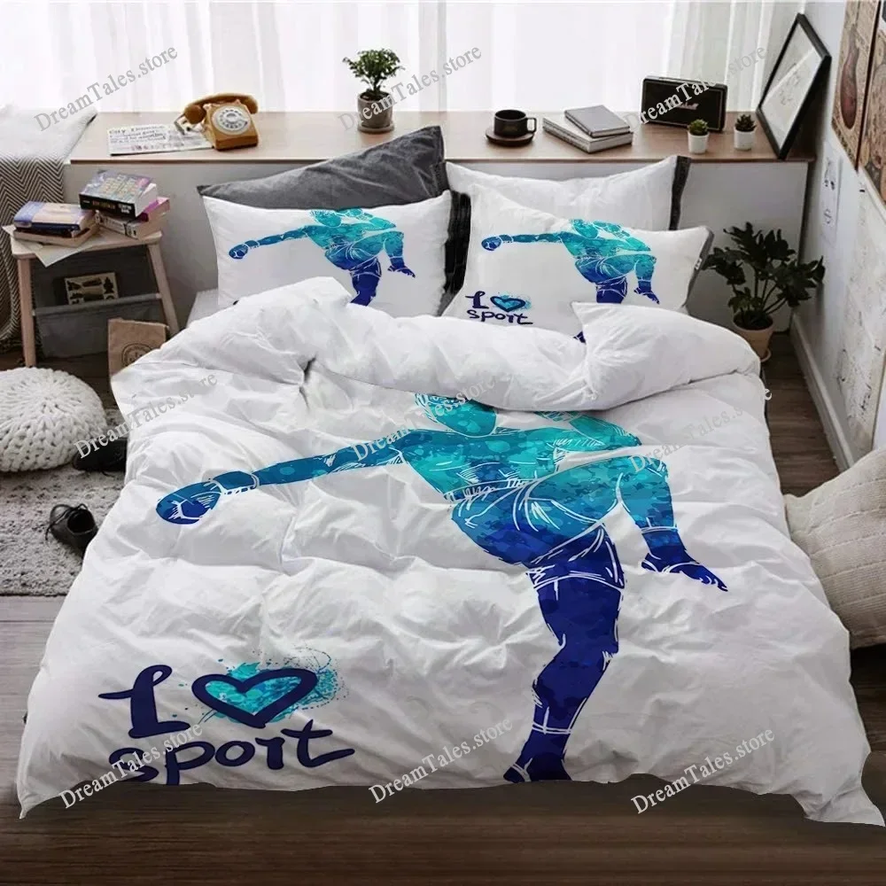

Sports Duvet Cover Set Taekwondo Ski Swimming Boxing Dance Badminton Baseball Ice Hockey Queen Polyester Bedding Set Teens Boys7