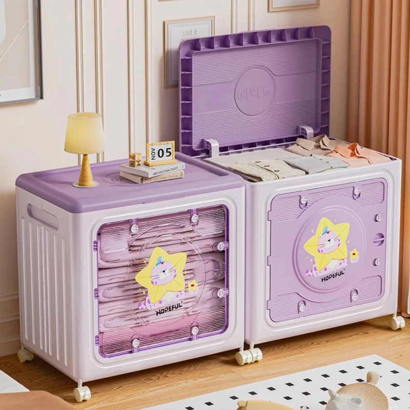 

‌Jumbo Foldable Storage Bin - Double Door Clothes Organizer with Wheels, Large Capacity Flip Top Toy Box for Home Closet Storage