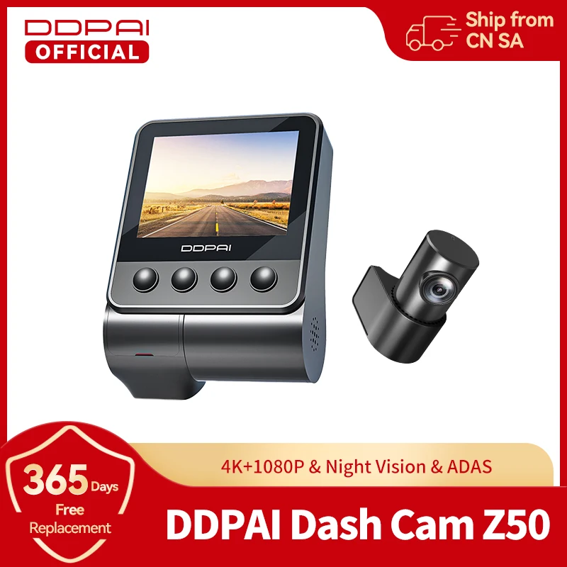 DDPAI Dash Cam Z50 Front and Rear 4K Cam Car Camera with 4K  Built-in WiFi GPS ADAS Dual Dash Camera Car DVR Support Rear Cam