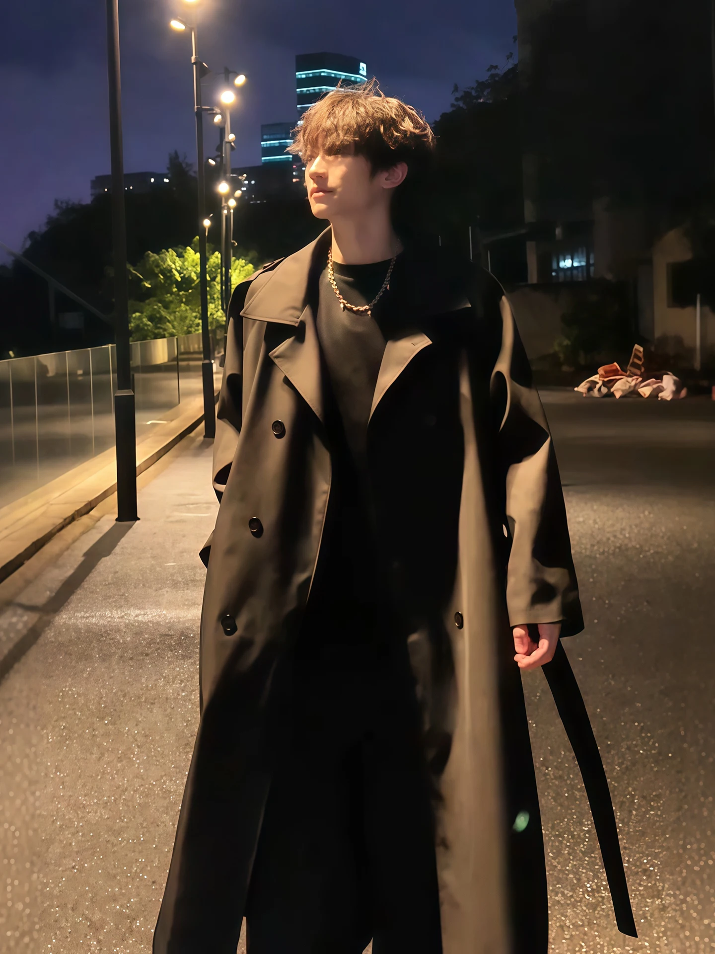 

Bla Mid-Length Double-Breasted Men's Windbreaker Coat Father Sle Briti Cool High-End Feeling Autumn Faion Outerwear