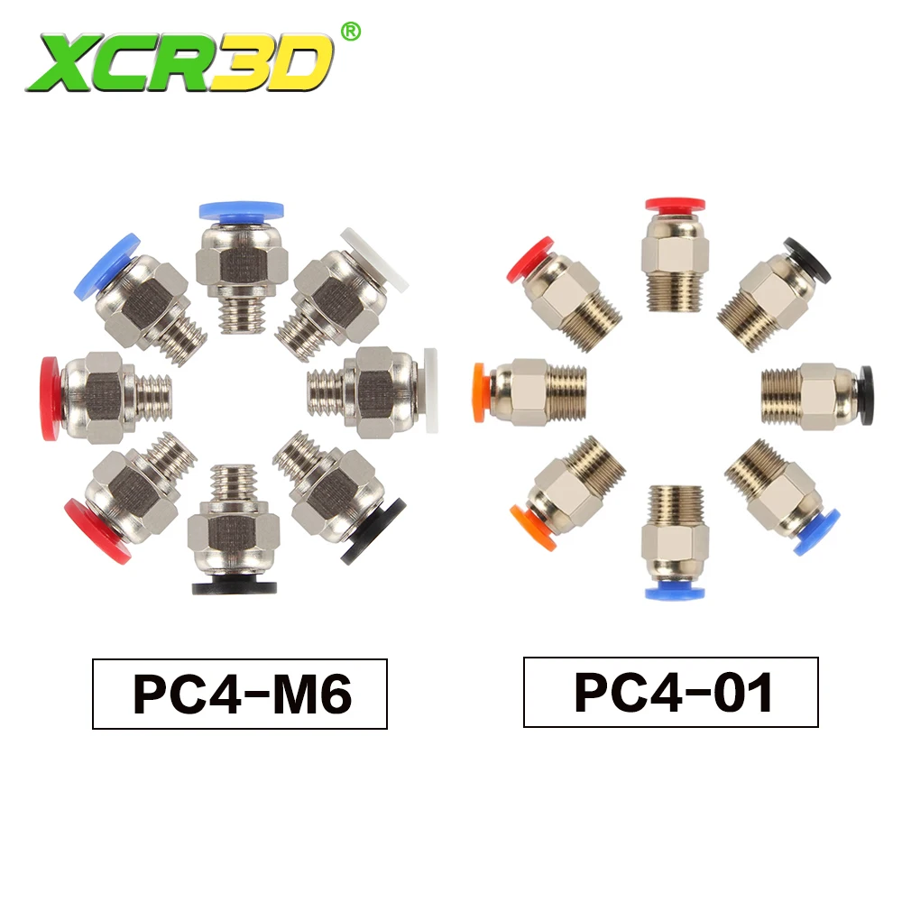 3d Printer Accessories PC4-M6 PC4-M10 PC4-01 Pneumatic Connectors For PTFE Tube Coupler j-head Fittings Creality Ender 3 CR10