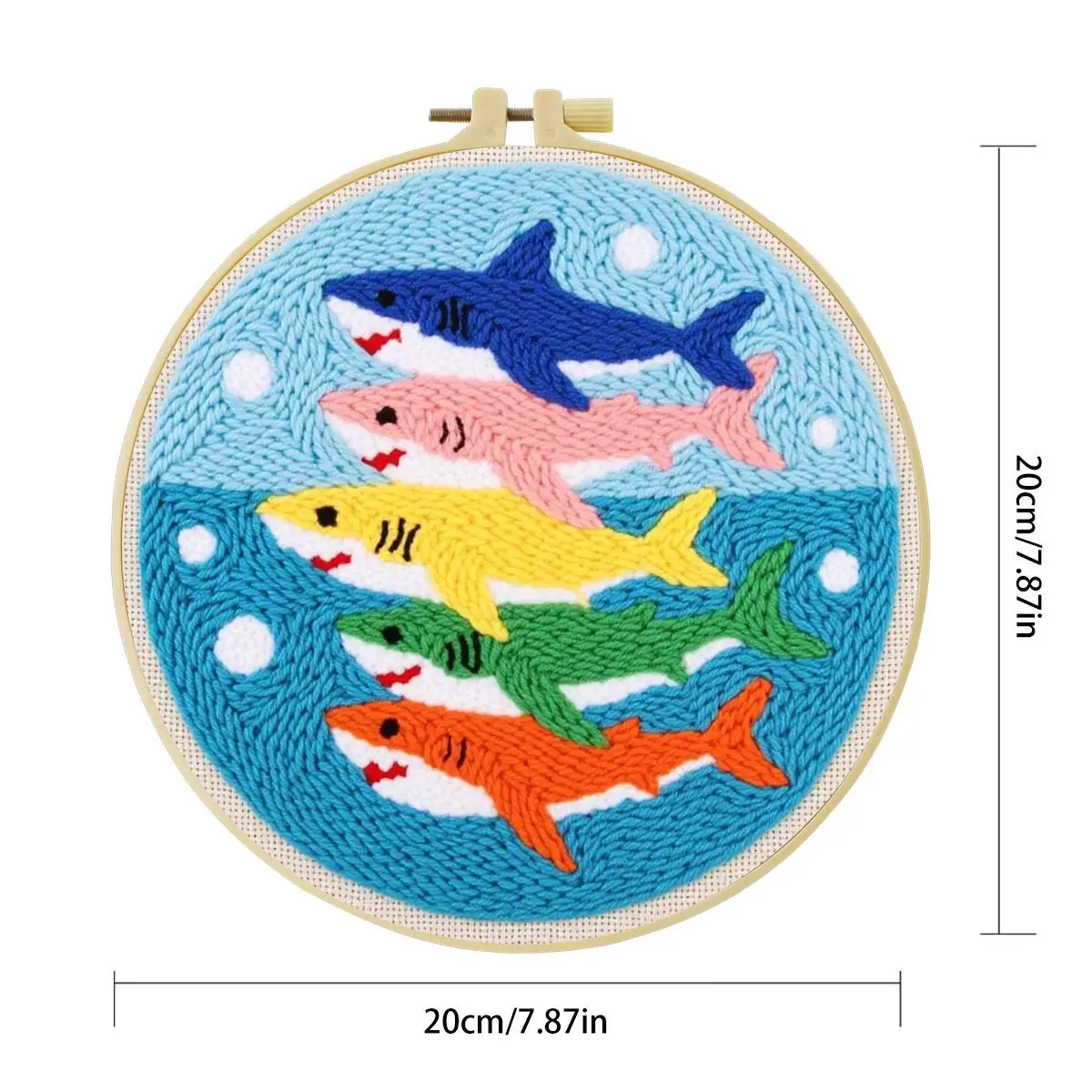 20X20CM/7,87 Zoll Fisch-Sticknadel-Set, Stickerei-Kit, gestrickte Stickerei, DIY handgemachtes Geschenk, Nadelkunst – Detail 3