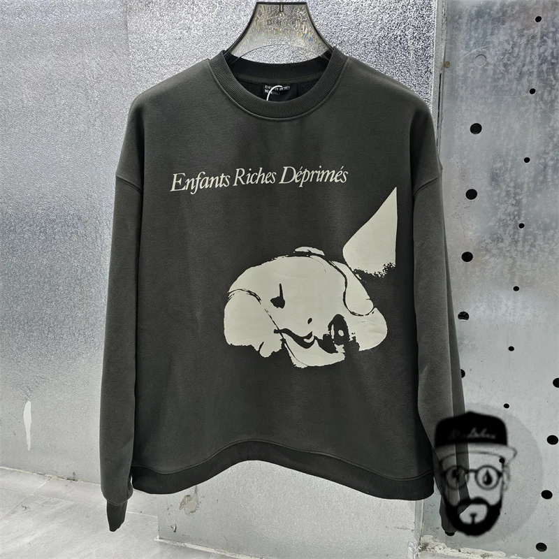 Fashionable gray erd round neck sweatshirt, loose and casual men's sportswear for autumn and winter