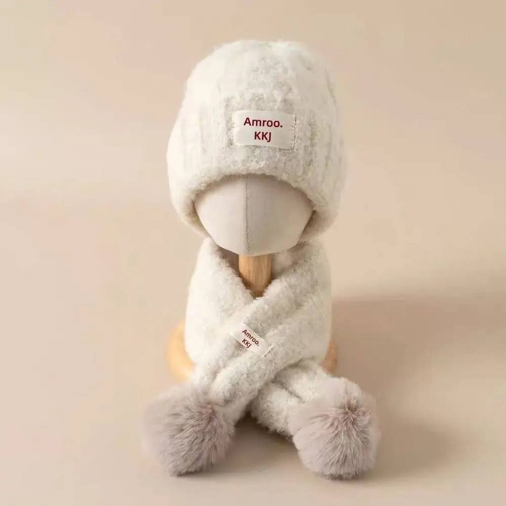 Set Topi Rajut Baru dengan Syal Tekstur Rib yang Lembut, Syal Beanie Rajut Hangat dengan Pom Pom untuk Anak Laki-laki dan Perempuan.