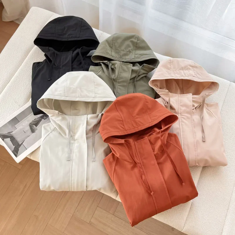 

Women's Red Jacket Windproof Waterproof 2025 Casual Hooded Coat
