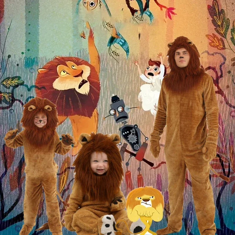 Kids Adlut Unisex The Lion King Cosplay costume Long Haired Lions animal party performance Fancy Dress Jumpsuits