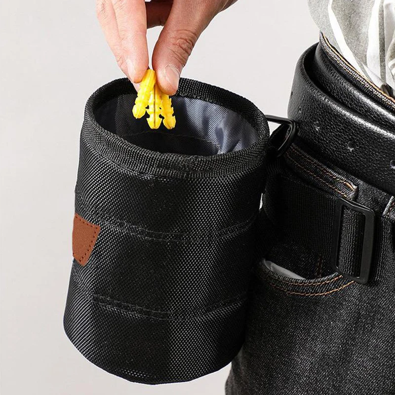 

Durable Black Tool Belt Pouch - Multi-Functional Screw & Nail Storage Bag, Thickened Wear-Resistant Organizer For Home Repairs