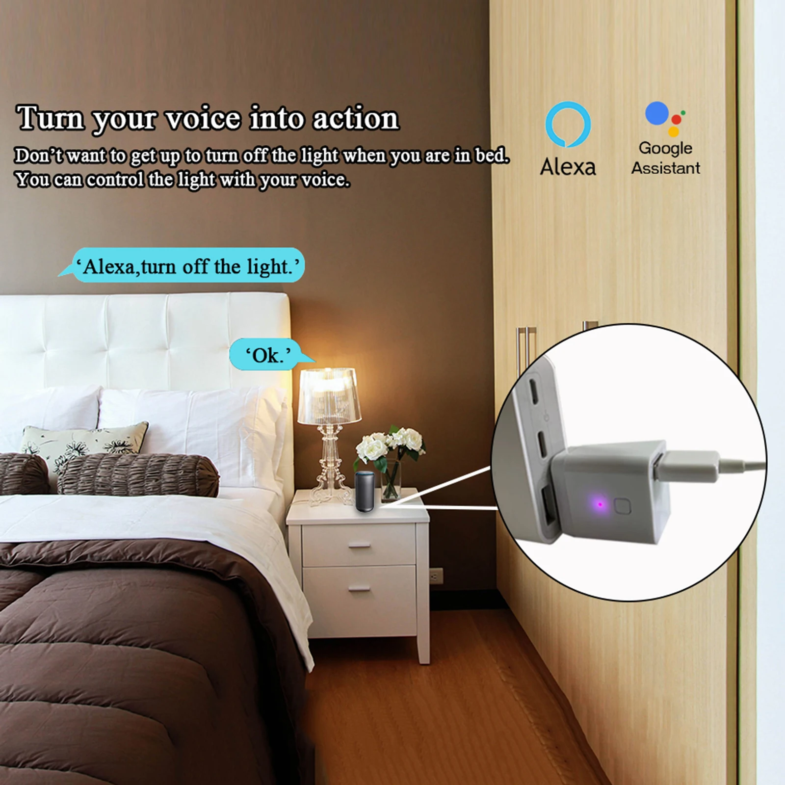Nowy inteligentny Adapter USB z zasilaczem do ładowarki WiFi zasilacz do inteligentnego domu z aplikacją do sterowania głosem